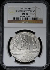 2010 W Modern Commemorative DISABLED VETERANS S$1 NGC MS70 - Picture 1 of 2