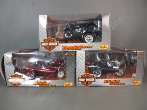 3 LOT Maisto Harley Davidson Motorcycle Set 1:18 Die Cast Side Car Tow Show NIB - Picture 1 of 9