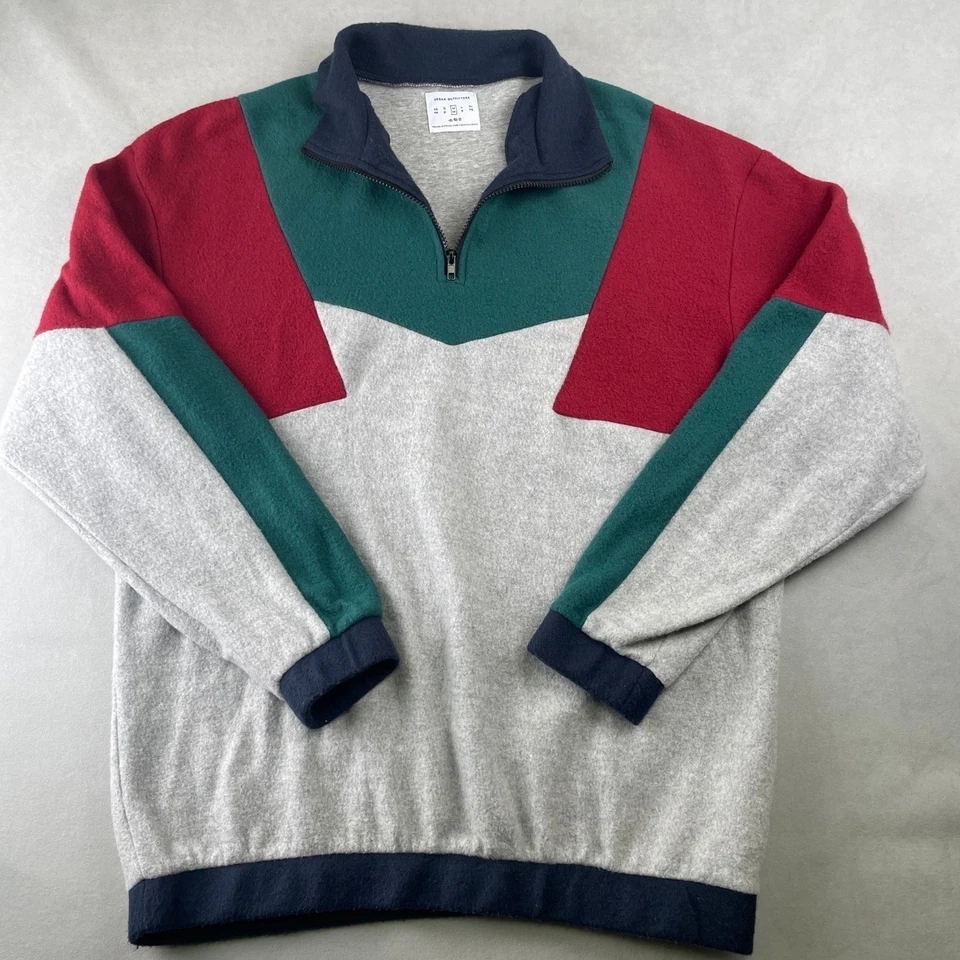 Urban Outfitters Sudadera Para Hombre M Gris Bloque de Color Polar Cuarto Cremallera Pullover Foto 1 de 4