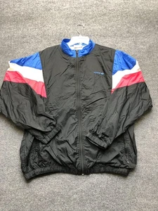 Chaqueta Adidas Para Hombre Grande Negra Azul Roja Cortavientos Geométrica Nylon Cremallera Retro - Imagen 1 de 8