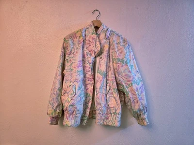 Vintage Fleet Street Pastel Pink Green Fall Jacket Windbreaker - Image 1 of 4