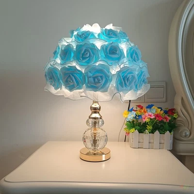 北欧多色玫瑰水晶台灯卧室书桌灯装饰礼物 — 第 1/4 张图片