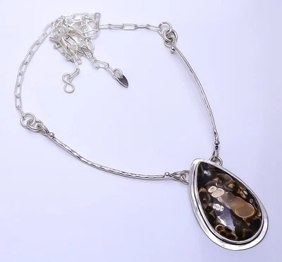 Collar Turritella Ágata Plata de Ley 925 Bali Ajustable 16-24" Sku64 Foto 1 de 4