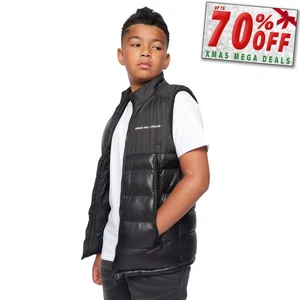 Kings Will Dream Mavin Junior Boys Puffer Gilet Winter Body Warmer Jacket Black - Picture 1 of 5