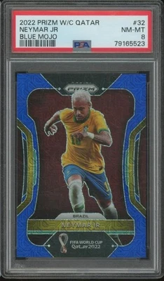 2022 Panini Prizm World Cup NEYMAR JR #32 Blue Mojo Parallel /75 PSA 8 JS4 - Image 1 of 2