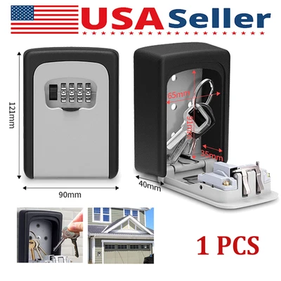 4 Digit Key Safe Lock Box Combination Security Storage Case Organizer Wall Mount - Image 1 of 4