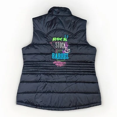 Fort Worth Texas Stock Show Rodeo Black Puffer Vest NWT Roper Womens XL - Image 1 of 4
