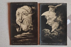 SURREALISMO FRANCIA LA LUNE JOURNALISTE-LOTTO 2 CARTOLINE-C89-172 - Picture 1 of 1