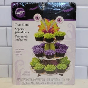 Wilton Eyeball Halloween Treat Stand Cupcake Holder Display Party Orange Green - Picture 1 of 6