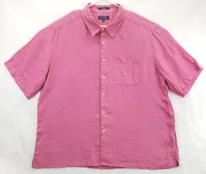 Alan Flusser Shirt Mens 2XL Pink Linen Short Sleeve Classic Button-Up - Picture 1 of 10