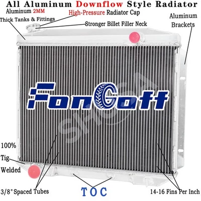 3-Rows Aluminum Radiator For 1957-1959 Ford Fairlane Ranchero/Mercury Edsel V8 - Изображение 1 из 4