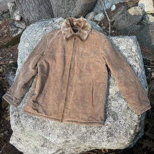 RC Comstock Expeditions Men’s Leather Suede Jacket Brown CL Faux Fur Lined - Picture 1 of 17