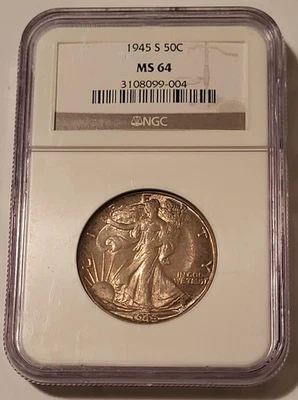 1945 S Walking Liberty Half Dollar MS64 NGC Toned - Image 1 of 4