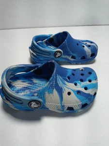 Classic Marbled Clog Blue Bolt Crocs Toddler Size 7C - Picture 1 of 13