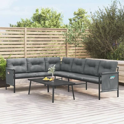 Garten Ecksofa Sofa Lounge Outdoor Gartenmöbel Anthrazit Stahl Textilene vidaXL - Bild 1 von 2