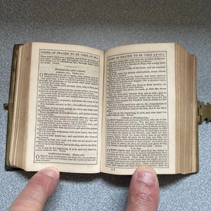 Rare Antique Bible Common Prayer Set In Brass Miniature 4” Edition W/ Clasp - Picture 1 of 13