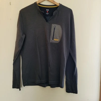 PEdALED Merino Blend manga comprida grande masculina com zíper bolso verde - Imagem 1 de 4