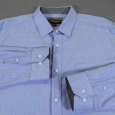 Johnston & Murphy Shirt Mens 2XL Check Light Blue Long Sleeve Button Dress - Image 1 of 4