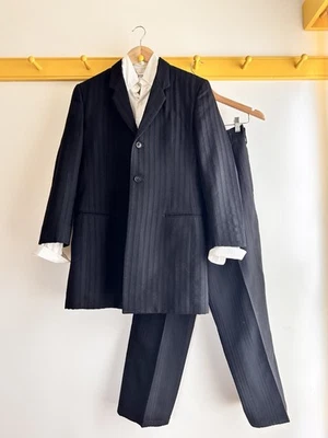 Traje de mujer vintage YOHJI YAMAMOTO Y's negro texturizado rayas lana dobby 1 SS XS Foto 1 de 4