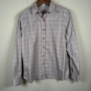 Camisa Foxcroft sin arrugas marrón a cuadros abotonada talla 14 carrera oficina - Imagen 1 de 10