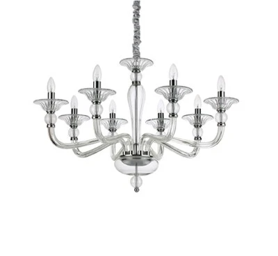 IDEAL LUX DANIELI SP8 TRASPARENTE, sospensione sala lampadario classico cristall - Immagine 1 di 2