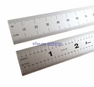 Regla de ingeniero maquinista satinado Shinwa 24" 60 mm E/M SS 1/64 1/32 mm. 5 mm H-3412E - Imagen 1 de 1