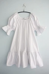 EPHEMERA Dress Womens Extra Small Small 8 10 White Tiered Pockets Swing Relaxed - Picture 1 of 18