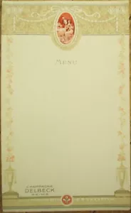 Champagner Delbeck, Reims 1900 französisches Werbemenü leer geprägt Farbe Litho - Bild 1 von 1