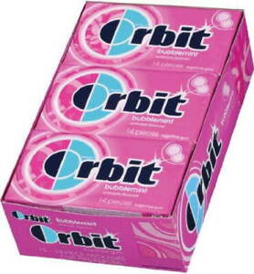 Orbit Mint Bubble Gum 14 Pieces - 12 Per Pack Bulk (Pack of 12 Master Case)