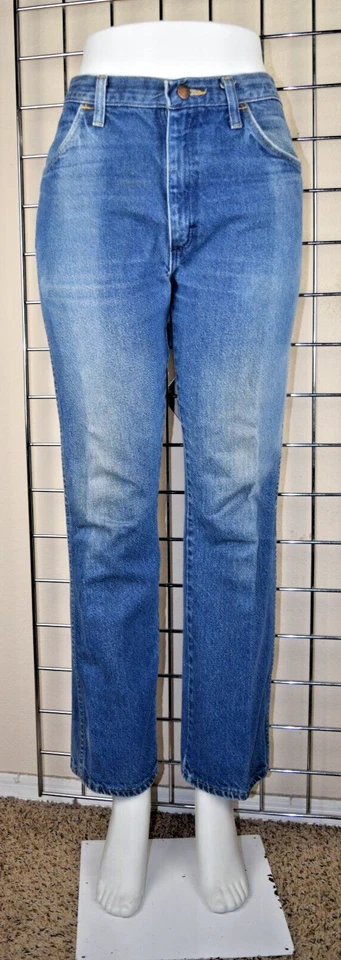 Винтажные джинсы Rustler от Wrangler W28 L29 синие выцветшие 70-е 80-е прямые штанины сделано в США - Изображение 1 из 4