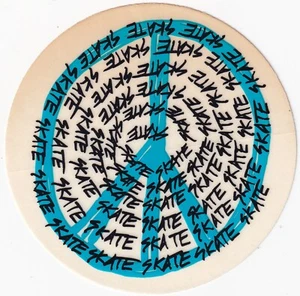 Vintage 1980’s SKATE ALL OVER BLUE PEACE SIGN Original Not A Reissue - Picture 1 of 3