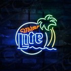 Miller Lite Palm Tree Neon Light Sign 20"x16" Beer Bar Man Cave Artwork Glass for sale