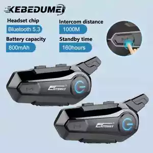 1/2X Bluetooth Motorrad Helm Gegensprechanlage Headsets V5.3 Intercomunicador Moto Mu - Bild 1 von 27