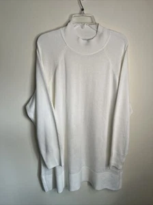 Coldwater Creek Women's 1X Long Sl Mock Neck Ivory Tunic Sweater NWOT - Picture 1 of 12