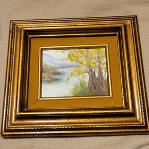 Dipinto originale paesaggio in miniatura firmato incorniciato - Foto 1 di 8