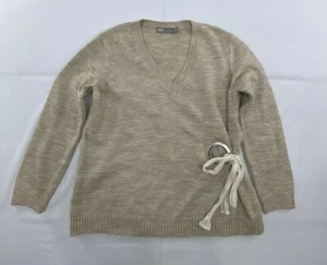 Asos Womens Long Sleeve V-neck Sweater Sz 4 Beige - Picture 1 of 11