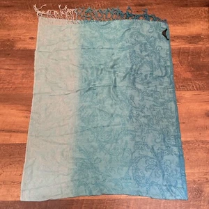Blue Ombre  Paisley Cashmere Fringed Pashmina - Picture 1 of 4