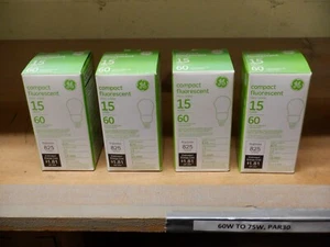 GE/General Electric 15W, 2700K, A19 CFL Lamps - Lot of 4 - Picture 1 of 6