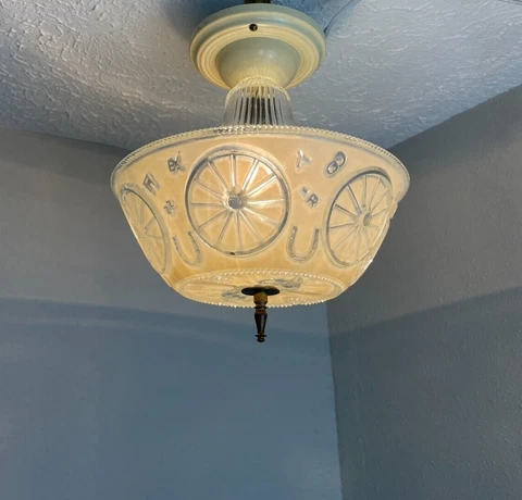1940s Cowboy themed glass bedroom flush mount fixture Cover