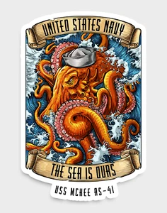 USS McKee AS-41 US Navy Sailor The Sea Is Ours Veteran 5" USN Military Decal - Bild 1 von 1