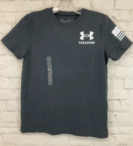 Under Armour 1370823 Boy's FREEDOM FLAG T-Shirt Black White YMD Medium - Picture 1 of 15