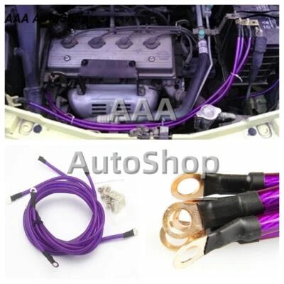 Kit de cables de tierra universal para automóvil PÚRPURA cable de conexión a tierra de carreras rendimiento de 5 puntos Foto 1 de 4