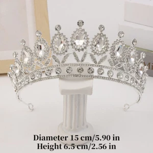Diadema de princesa de fiesta tiara de diamantes nupciales barroca corona de diamantes de imitación de cristal - Imagen 1 de 17