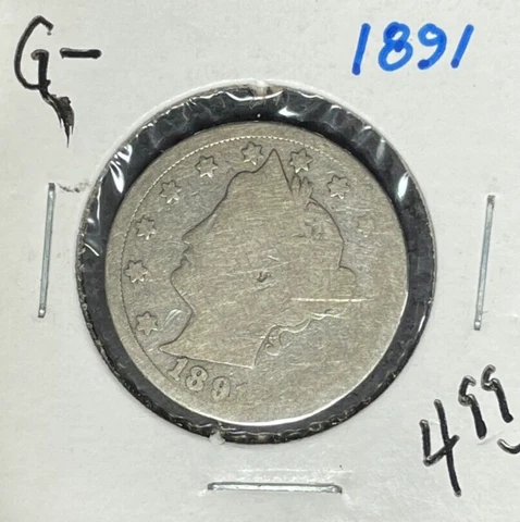 1891 LIBERTY V NICKEL ~ GOOD ~NICE COIN~ Cover