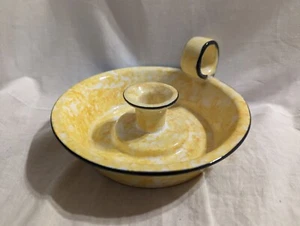 Stangl "Town and Country" Spongeware Candle Holder, Yellow, Vintage - PRE-OWNED  - Picture 1 of 8