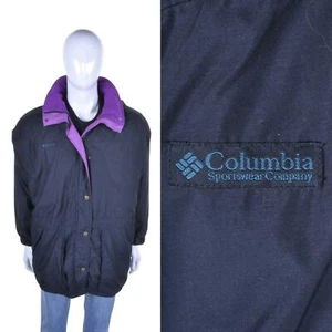 COLUMBIA Vintage 90s Fleece Lined Jacket XL 1990s Coat Black - Picture 1 of 7
