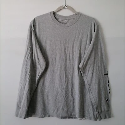 Champion Authentic Mens Gray Crew Neck Long Sleeve Basic T-Shirt Size Large - Image 1 of 4