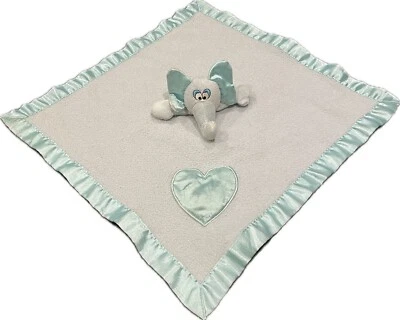 Baby Boom Azul Elefante Corazón Lovey Satén Manta de Seguridad Babyboom Niño 14” Foto 1 de 4