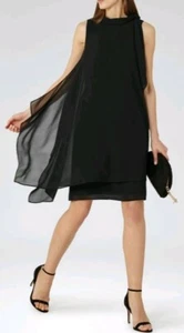 REISS Dress Womens Aries Tie Neck Midi Party/Cocktail Black UK 8/US 4 RRP £190 - Picture 1 of 3