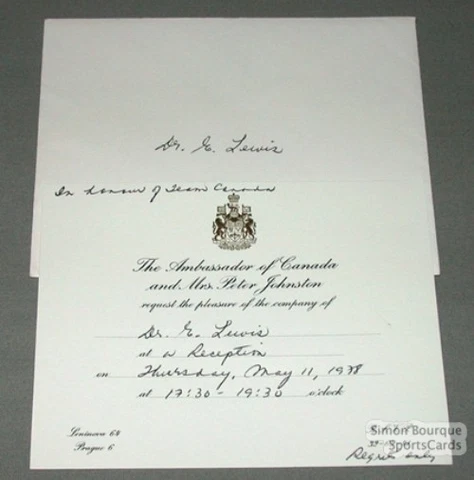 1978 Team Canada Reception Invitation Ticket Cover